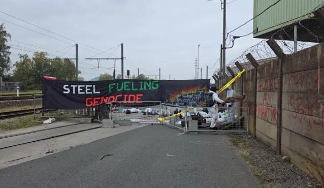 Industeel paralysé : 400 activistes de Code Rouge bloquent l’aciérie pour dénoncer des livraisons d’acier à Israël
