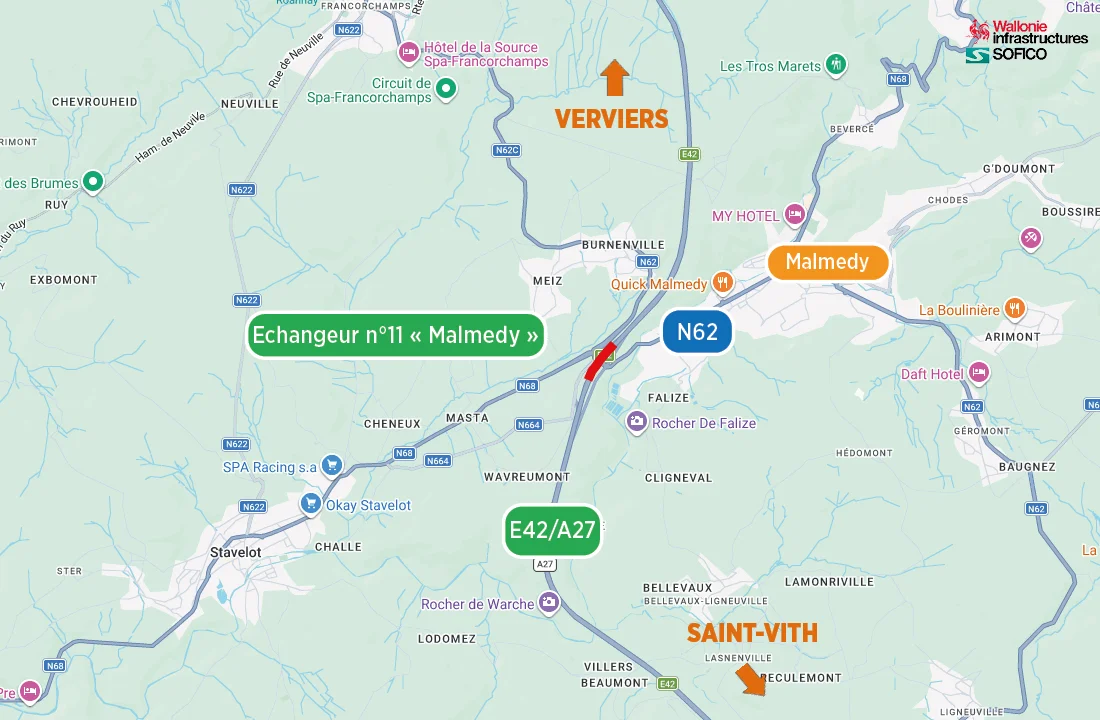 Travaux sur l’E42/A27 : pont de Malmedy réhabilité