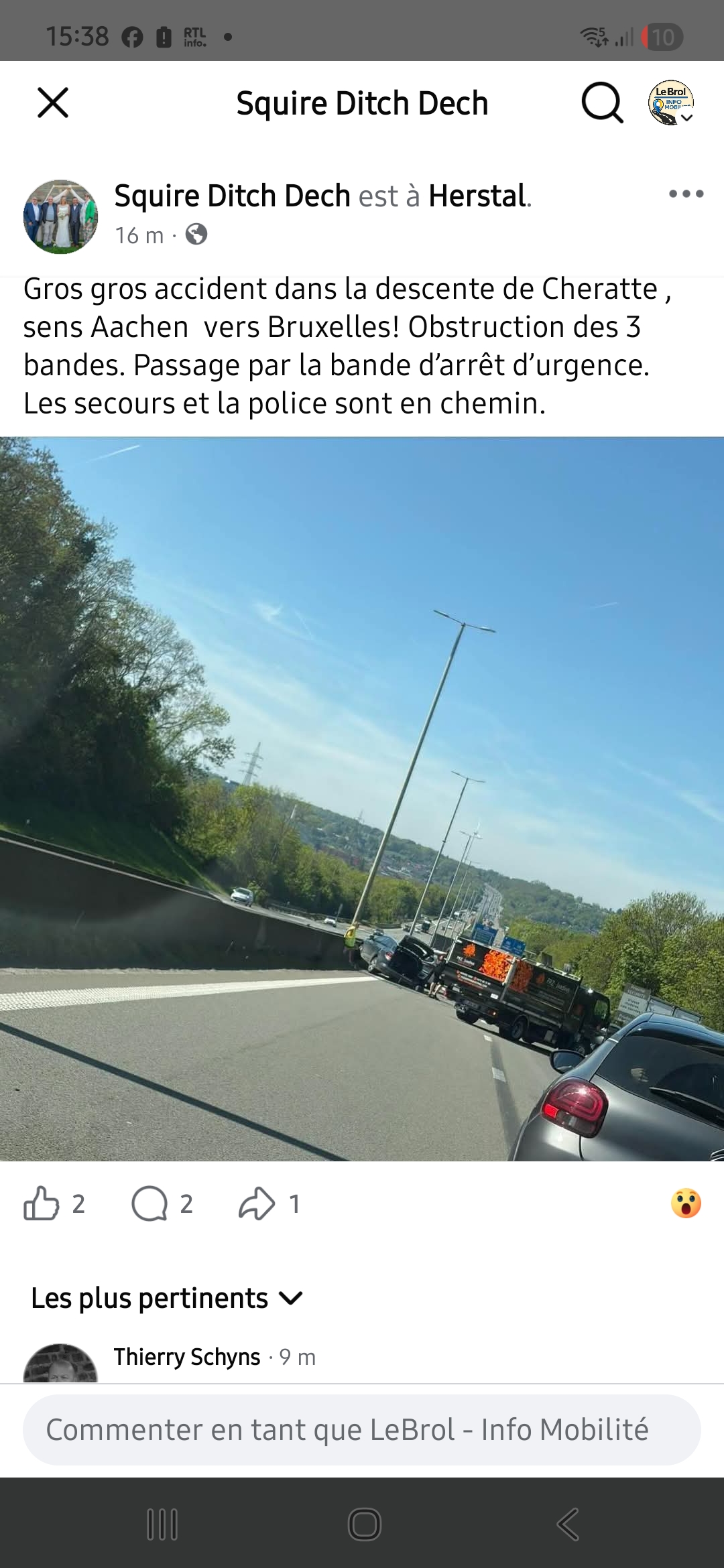 Accident à Cheratte sur E40/A3 - Carambolage E40 (Photo 1/1)